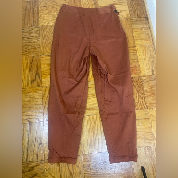 Women's Brown vintage pleated Straight Leg Pants - Picture 3 of 6